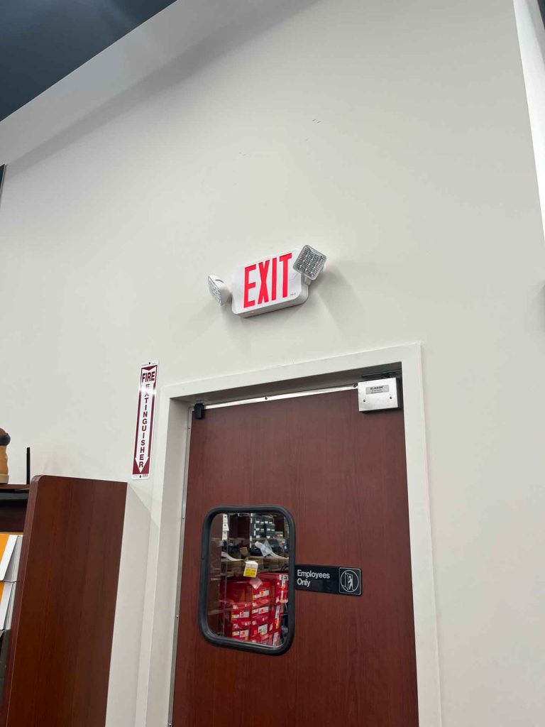Exit sign in retail store