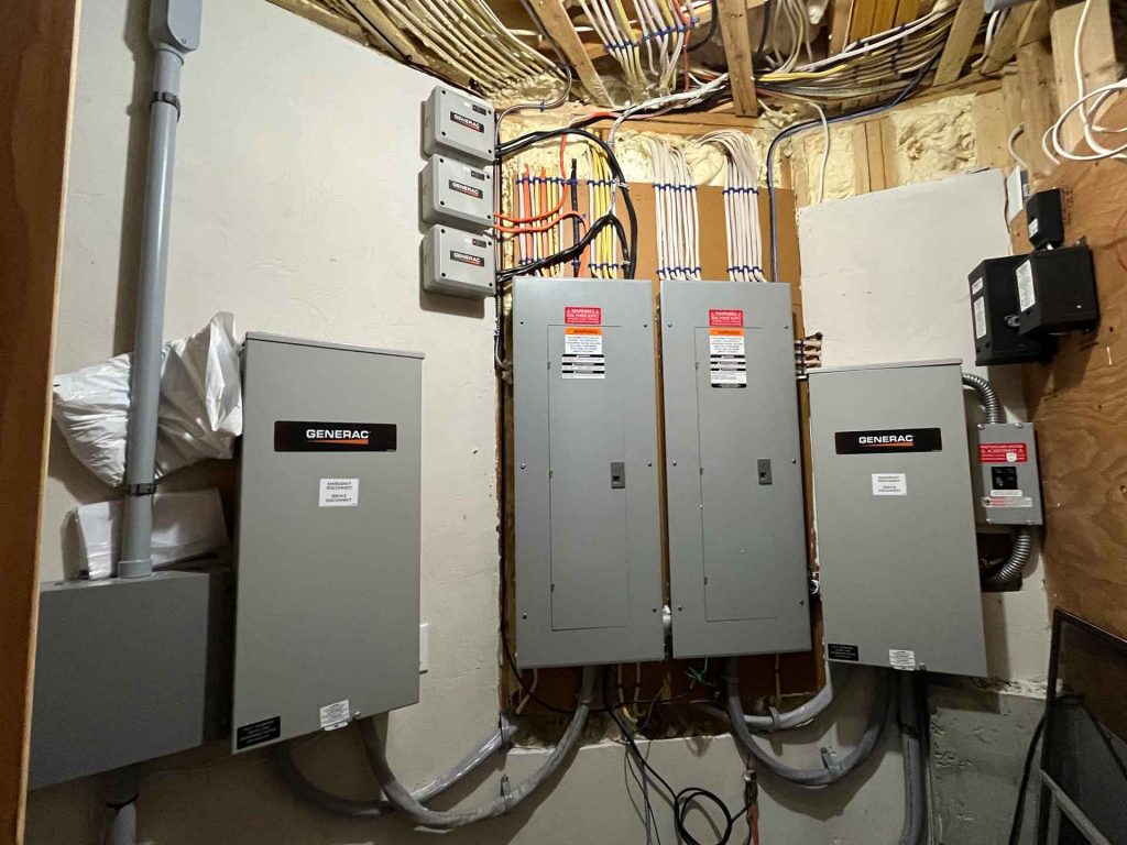 Electrical boxes hooked up to power generator
