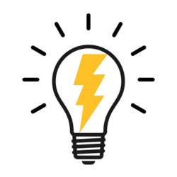 Graphic of lightbulb with lightning bolt within